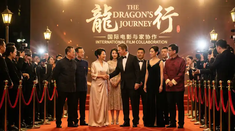 困困兔国际电影首映红毯活动，中外影星盛装出席合影留念